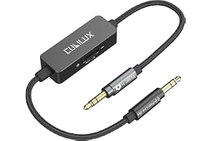 Cubilux 3,5 mm TRS line-till-mikrofon dämpkabel, hane/hane, 30 cm | Steglös nivåanpassning med rullreglage för mikrofoningångar på DSLR-kameror, videokameror och ljudinspelare