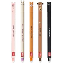 Set di 4 penne a gel cancellabili Kawaii Pig Bear Cat Mouse