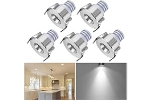 Elitlife 5-Packs Small Recessed Ceiling Lights, Elitlife 3W LED Small Spot Lamp with Transformer Flush Mount LED Recessed Ceiling Lights Downlights for Living Room Cabinet etc - Cold White