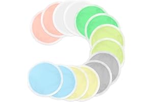 UQQU Premium Bamboo Viscose Nursing Breast Pads Set - 14PC Reusable Nursing Pads for Postpartum Recovery, Leak-Proof Nipple Pads for Breastfeeding, Must-Have Breastfeeding Essentials - Color(12CM)
