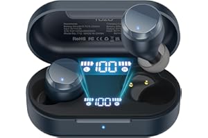 TOZO T12 Mini Auriculares Bluetooth Inalámbricos, 55H Auriculares Inalámbricos Reducción de Ruido con LED Digital, IPX8 EQ Personalizado por Aplicación (Azul)
