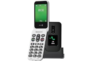 Doro Telefon Leva E31 – -klappmobil för seniorer – 2,8-tums display, extern display, kontrastrika knappar, klart ljud, kamera, säkerhetsknapp – inklusive laddningsstation – svart