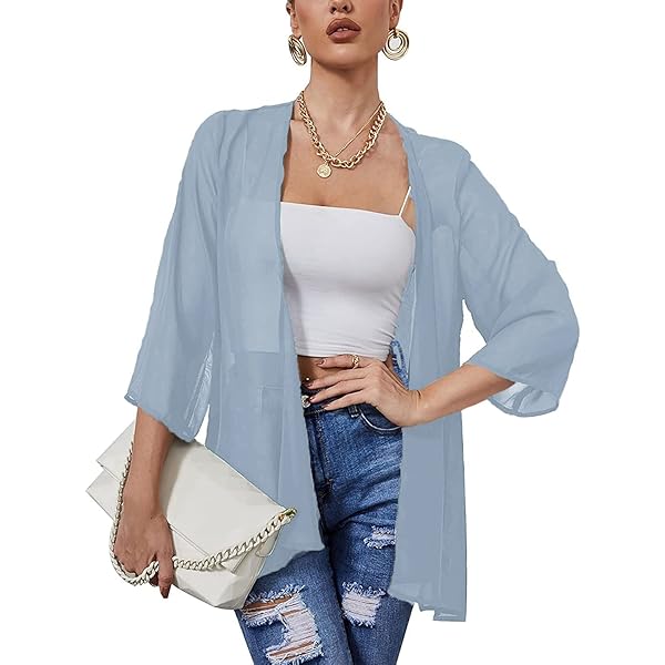 Damen Bolero Strickjacke Sommer - Leichter Chiffon Cardigan Für Große Größen
