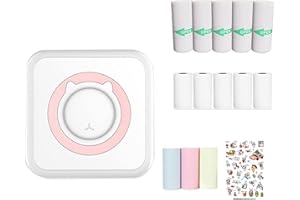 WANGCL Mini impresora fotográfica portátil de bolsillo sin tinta con 13 rollos de papel para teléfonos inteligentes inalámbricos iOS/Android (rosa)