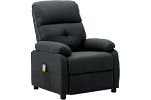 Festnjght Sillon Relax Reclinable de Tela | Sillon Relax Electrico | Sillón de Masaje Reclinable, Masaje de 6 Puntos y Calefacción (Gris Oscuro)