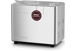 Neretva Panificadora de Pan, 17 Programas & 2.2 LB Panificadora Recipiente de Cerámica Antiadherente & Doble Elemento Calentamiento Frutos Secos Dispensador Silenciosa – Gluten/Pan De Levadura Natural