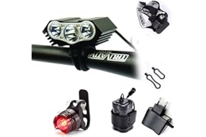 CONSTEFIRE LED Luz de la Bicicleta Bici Linterna LáMPARA Torch Frontal Cabeza 3XLED de Bicicleta Bicicleta luz(3 focos,4 Modos) con 2 x Luz Luces L ámpara Trasera para Bici Bicicleta