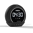 Xech Digital Alarm Clock for Students & Heavy Sleepers Small Table LED Clocks with Speaker Phone Holder Pen Stand Bedroom Study Room Home Desk (Ellipse) (Black)