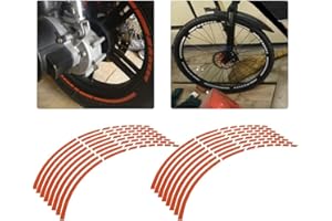 KIMISS pegatinas rueda moto-16 Uds cinta reflectante para llanta de rueda, cinta adhesiva para bicicleta, motocicleta, 16-18 pulgadas, pegatinas reflectantes para tira de rueda (naranja)