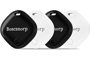 Boscznorp Air Tracker Tag 4 Pack with Apple Find My (iOS Only) Super Lightweight Item Finders for Keys, Wallet, Luggage, Backpack, Replaceable Battery,Tracker Tags with 4 Keyrings