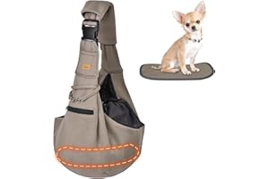 CUBY Tragetasche für Hunde und Katzen, wendbar, weiche Tasche und Tragetasche, geeignet für Welpen, kleine Hunde, Katzen im Freien (Khaki Senior, Verstellbarer Gurt 2.0)