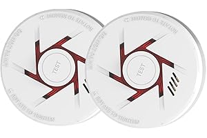 RUAN 9V Battery Photoelectric Smoke Alarm With 10 Years Life Smoke Detector with Test Button 2 pack