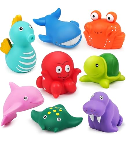 Badspeelgoed voor baby's ouder dan 1 jaar, geen gaten voor kinderen water speelgoed, schimmelloze badspeelgoed zwembad speelgoed voor baby's, silicone dieren bad speelgoed als kerst verjaardagscadeau
