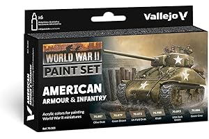Vallejo Set de Peinture Acrylique WWII American Armour & Infantry - 6 Couleurs Mate 18 Ml pour Peindre l'Armée Américaine de la Seconde Guerre Mondiale