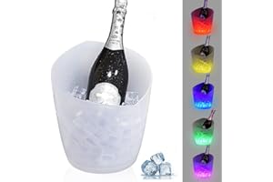 Cubitera De Hielo LED, FIPASEN Actualizado 5L Cubitera Iluminado con Multi Colores Que Cambian para Fiesta/Hogar/Bar, Impermeable Vino Contenedores para Retro Bebida Vino Cerveza (Color Degradado)
