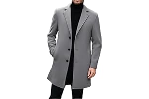 GENERISCH Abrigo de invierno para hombre Lapel Collar Negocios Slim Fit Cálido Casual Largo Bolsillos Abrigo de Piel Navidad Parka Abrigo de Invierno Abrigo de Hombre Abrigo de Lana Abrigo Gabardina Blend