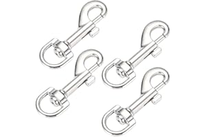 SSRDFU - 4 PCS Moschettone con snodo Girevole, moschettone Girevole per Collare per Cani, moschettone in Acciaio 64mm, da Utilizzare con guinzaglio paracord, Argento