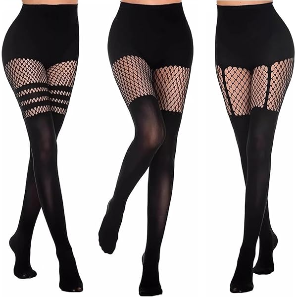 SATINIOR 4 Panty zonder voeten, van netstof, hoge taille