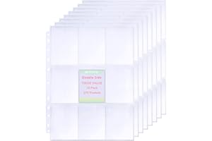 WITHYU 270 kieszeni na karty kolekcjonerskie, dwustronne, 9 kieszeni, bardzo przezroczyste arkusze na karty, 11 otworów na segregator pierścieniowy 2/3/4, kieszenie na karty do gry, karty piłkarskie