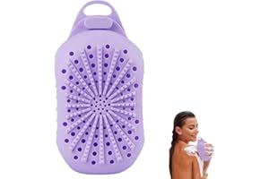 ZhaoCo Bolsa de jabón de silicona y bolsa de jabón para usar en la ducha, secado rápido y libre de moho, diferentes rugosidades en ambos lados, esponja de ducha Body Scrubber (morado)