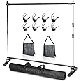 EMART 8 x 8 ft Adjustable Telescopic Tube Backdrop Banner Stand, Heavy Duty Step and Repeat Background Stand Kit for Photography Backdrop and Trade Show Display