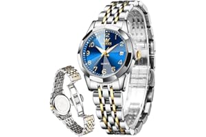 OLEVS Damenuhren Leicht zu lesen Armbanduhr mit Kleines Gesicht Gold Silber Edelstahlband Leuchtend wasserdichte Kalender Luxus Armbanduhr