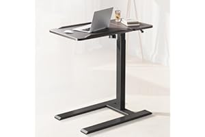 SIHOO D01 tavolino da letto-Scrivania Regolabile Altezza con Ruote,Comodini camera,Sistema Pneumatico, Montaggio Rapido e Qualità Eccellente per Casa/Ospedale (Legno di noce scuro)