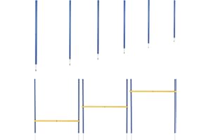 valuents Slalom Stangen mit Hürde in blau – Agility Set für Hunde – Hundetraining Zubehör – Fußball Traininigsset