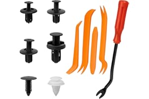 HUANCHENDA 100 Piezas Remaches Plástico, 6 Tamaños Universal Auto Remaches Plástico, Remaches de Plástico para Parachoques de Coche, 5 Piezas Herramientas de Extracción de Fijación