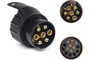 Qiping 7/13 Adaptateur Prise Remorque 7 vers 13 Broches Connecteur Fiche Attelage 7 Pole a 13 Pin pour Remorque de Voiture, Tracteur, Caravane, Porte-vélo