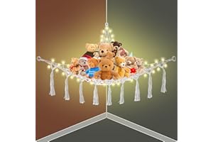 OSQI Toy Hammock Teddy Storage for Stuffed Animals with Macrame Tassel Boho Plush Toy Teddy Bear Storage Net, Soft Toy Net Hammock for Nursery Play Room Bedroom Kids Room Decor
