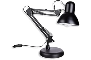 Schramm(R) Retro Lampa biurkowa z czarnego metalu z przegubowym ramieniem Lampa robocza bez ¿arówki Lampy biurowe