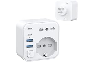 Aochxin Adattatore Presa Americana, 6 in 1 Adattatore Americana Italiano con 4 USB, per America, Canada, Messico, Thailandia, Colombia, Adattatore Prese Americana 3680W, Spina da Viaggio (Tipo B)