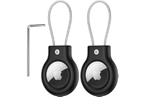 Waterproof AirTag Holder, Air tag Secure Case Antitheft with Wire Cable, Ultra Durable, Scratch-Resistant Tag Cover with Key Locking for Car Bike Luggage Key Dog (Black+Black)