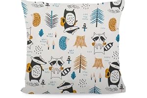 AISAWATE Funda de cojín para niños con estampado decorativo, 40 x 40 cm, 1 paquete de fundas de almohada para cochecito de bebé, de algodón orgánico, con cremallera, color blanco