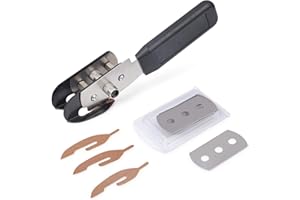 Winjun Folienschneider Sicherheitsmesser Cuttermesser mit Doppelkopf, 3 STK. PTFE Beschichtung Aufkleber, 10 STK. Ersatzklingen für Autofolie Fensterfolie Werkzeug