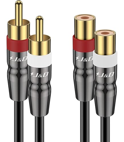 JuicEBitz® 2 RCA Male To 6.35mm 1/4" TRS Jack Plug Audio Cable 24k Gold Plated | UK