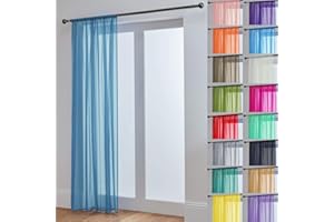 John Aird Lucy Woven Voile Slot Top Curtain Panels (Blue, 58" Wide x 54" Drop)