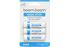 BOOMBOOM Aromatherapy Innhaler - Essential Oils - Portable Stick - Increase Focus, Upgrade Your Breathing and Relieve Aches - Mint Flavour - Pack of 3