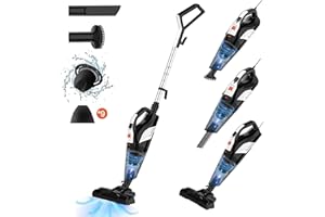 Hihhy 4 in 1 Staubsauger 600W, Stielstaubsauger mit Kabel 6M, 180° Saugdüse und 20KPA, Hocheffizientes Filtersieb*9, Staubsauger mit Kabel für Harte Böden