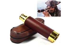 LIPEED Antik Fernrohr Teleskop Altmessing und Leder ausziehbar auf in edler Holzbox zusammenklappbares Vintage Monokular zum Anschauen von Spielen Reisen Wandern Jagd Travel