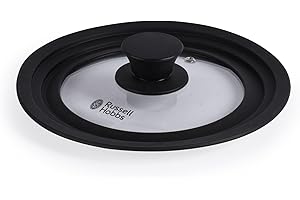 Russell Hobbs Universal Saucepan Lid – Tempered Glass With Steam Vent, Fits 16cm, 18cm, 20cm Pans & Smart Clip Pots, Pan Sets, Space Saving Cookware, Soft Touch, Stay Cool Silicone, RH03281EU7