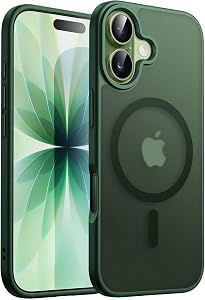 Elzzi Magnetic Magsafe for iPhone 17 Case, [Full Camera Protection] [Compatible with Magsafe] [Translucent Matte] Shockproof Protective Phone Case for Men & Women - Forest