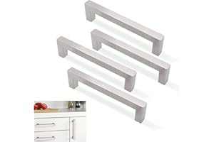 ABRVUAHM 4 Pack Kitchen Door Handles, 128mm Hole Center Kitchen Cupboard Handles Cabinet Handles Brushed Nickel Stainless Steel Door Handle Pulls Wardrobe Handles Drawer Handles(Screws Included)