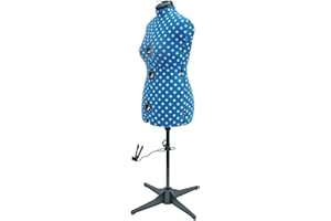 SEWING-ONLINE Maniqui Costura Ajustable Lunares Azul Claro 8-Partes | Medio (M) [Talla EUR 44 a 48]