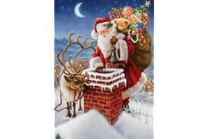 YEESAM ART 5D Diamond Painting Kits, Santa Claus Putting Gifts DIY Diamond Art Mosaic Cross Stitch Kit