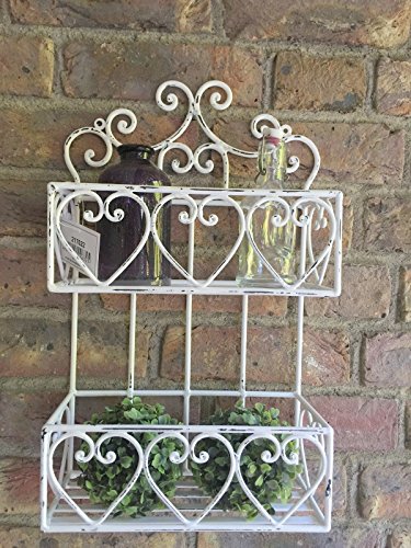 NOSTALGISCHES ° WANDREGAL° WANDKORB ° HERZ WEIß ° GUSSEISEN° SHABBY ° VINTAGE - 5