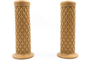 SFONIA 2pcs Motorcycle Handle Grips Handlebars Handlebar Grips 22MM 7/8" Anti-slip Rubber Universal for Motorbike Scooter Quad Cruiser Off Road (Yellow Brown)