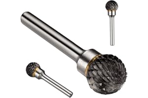 UXCELL sourcing map Fraise Rotative Lime en carbure de tungstène à double coupe en forme de boule Tige de 6 mm et diamètre de tête de 16mm