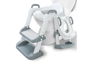 LOVICVKEM Riduttore wc per bambini con Scaletta, Sedile Morbido Cuscino, portatile pieghevole per maschi e femmine, pedana antiscivolo anti-spruzzo, Toilette Portatile Trainer per V,U,O